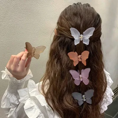 Korean Matte Butterfly Hair Clips Shark Claw Set