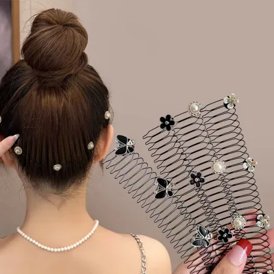 Vintage Camellia Pearl Metal Hair Clip
