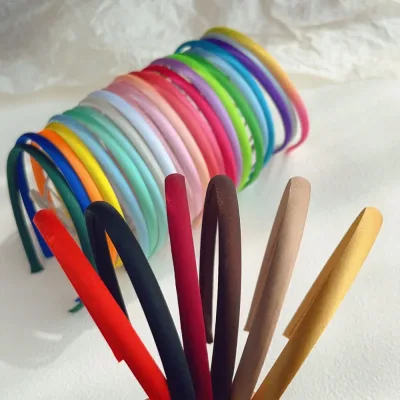 Fashion Satin Solid Color Headband Fabric Covered Hairbands Thin Plastic Bezel Hair Hoop For Women Girls Hair Accessorie