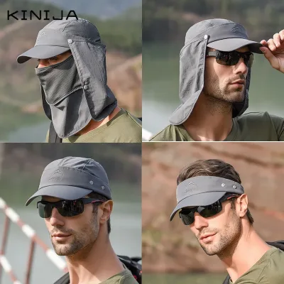 Outdoor Neck Protection Sun Cap Quick Drying Sunshade Hat Fishing Cycling Climbing Men Removable Face Shield Safari Hat 