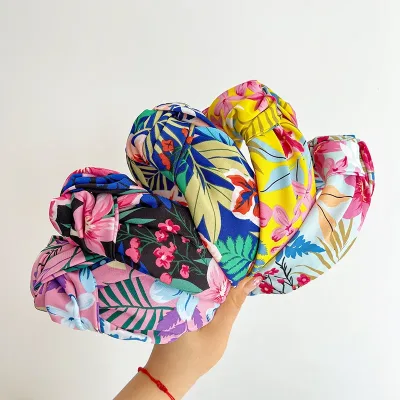 Satin Tie-Dye Flower Big Knot Headband Scrunchie