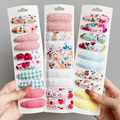 Grosgrain Ribbon Waterdrop BB Hair Clips 6 or 10 Pack
