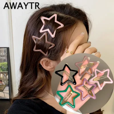 AWAYTR 5 Pcs Hollowed Star Hair Clips Star Snap Hairpins Sweet Headpiece Hair Barrettes Hair Accessories for Girls Drops