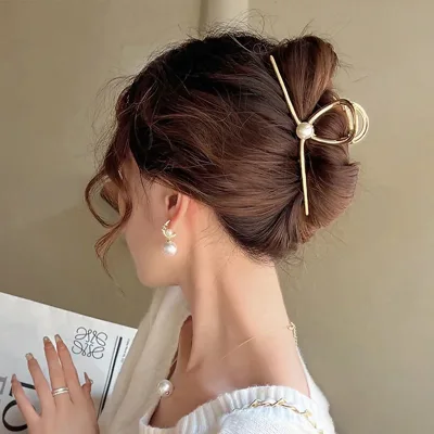 New Punk Geometric Metal Gold Silver Simple Hair Clip Claw for Women Trendy Large Crab Catches Clamp Korea Headwear Acce