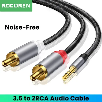 Rocoren RCA Cable 3.5mm to 2RCA Splitter 3.5 Jack to 2 RCA Male Audio Wire for Amplifiers HiFi Stereo Home Theater Speak image 1