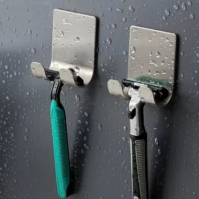 Bathroom Stainless Steel Razor Holder Storage Hook Wall  Men Shaving Shaver Shelf Punch Free Razor RackBathroom Accessor image 1