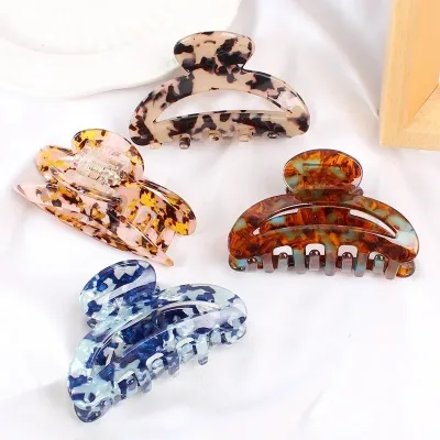 Acetate Leopard Print Crescent Hair Claw Clip