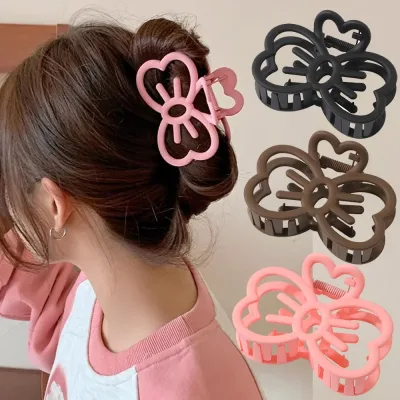 Korean Cute Bowknot Hair Clip Plastic Claw Clip Candy Color Crab Hair Clip for Girls Sweet Hair Claw Hair Accessories fo