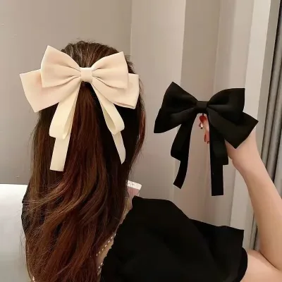 Elegant Bow Spring Hair Clips Princess Ribbon Style