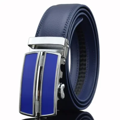 Famous Brand Business Belts Men High Quality Genuine Leather Luxury Waist Strap Blue Male Automatic Buckle Jeans Belts f
