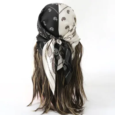 70x70cm Women Silk Scarf Small Satin Square Print Wrap Foulard Femme Handkerchief Bandana Neck Hair Skinny Tie Scarves S
