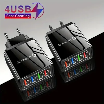 EU US Plug 3A USB Charger Multi Port 4 USB Quick Charge 3.0 For Phone Adapter Tablet Portable Wall Charger Fast Charger  image 1