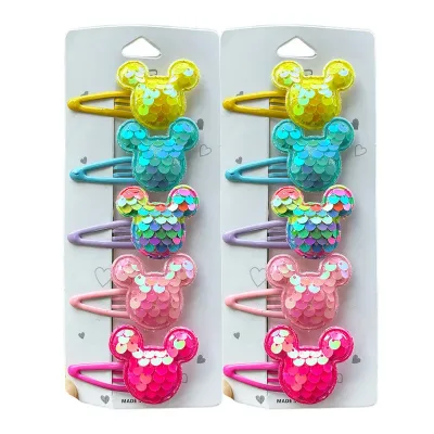 2PCS Princess Sequin Fish Scale Animal Head Cute Girls Hairpins Children Headwear Hairgrip Hair Clips Barrettes Hair Acc