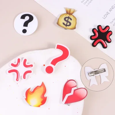 Angry Expression Drop Hair Clip Heartbroken Acrylic Hair Clip Funny Side Clip Duckbill Clip Bangs Side Clip Hair Accesso
