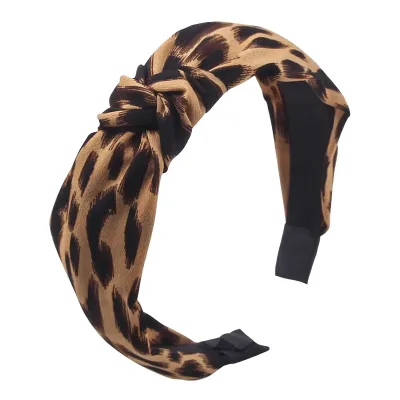 Bohemian Leopard Print Velvet Wide Headband Knotted Twist