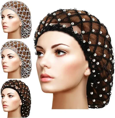 New Hand Crochet For Women Pearl Hair Net Fashion And Popular Droopy Hair Conditioner Net Head Cover Beauty And Hair Car