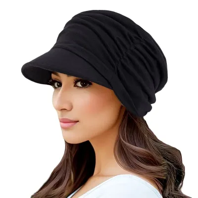 Autumn Winter New Women Warm Cashmere Baseball Cap Duck Tongue Pile Hat Fashion Ear Warmers Multifunction Printed Brim H