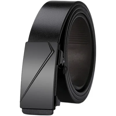 DINISITON Men PU Leather High Quality Automatic Buckle Belt Black Metal Luxury Leather Fashion Business Belt