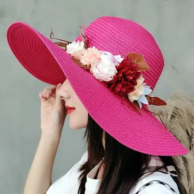 Seaside Photo Beach Straw Hat Children Summer Large Brim Sunscreen Shading Simple Fashion Large Brimmed Hat Sun Hat Beac