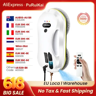 PuRuiKai Household Window Automatic Water Spray Cleaning Robot,With Intelligent Edge Detection System,Robot Glass Cleane