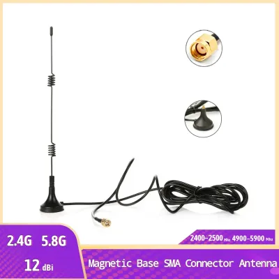 2.4G/5G Magnetic Base 12dBi Indoor External Antenna with RP-SMA Connector for  Wifi Router Modem Antenna GR174 3 Meter C image 1