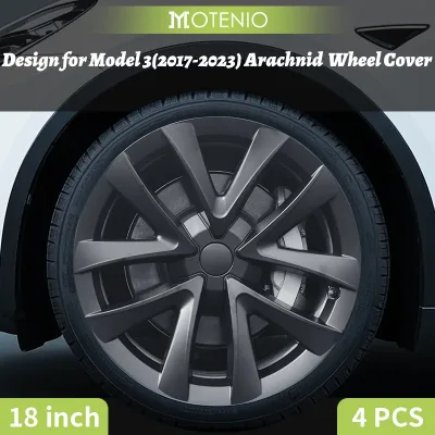 4PCS Design For TESLA Model 3 2017-2023 18 Inch Arachnid Style Wheel Cover Hubcaps Cap Only For Model 3 Wheel Cover Acce
