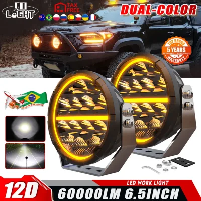CO LIGHT LED Offroad Driving Lights 6.5 inch White & Amber DRL Spot-Flood Combo 60000LM Auxiliary Work Pods Cubes Light 