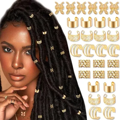 50-Pack Alloy Hair Jewellery Clips for Braids and Dreadlocks