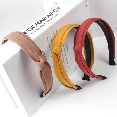 New High-End Knot Twisted Bow Fine Edge With Teeth Anti Slip Solid Color Fabric Double Layer Side Hair Hoop
