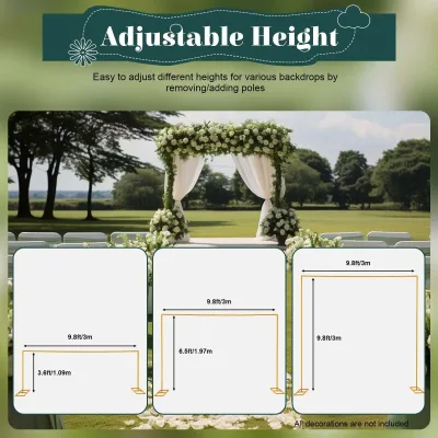 Metal Wedding Arch 3x3M Flower Frame Height Adjustable Square Backdrop Metal Balloon Arch Stand DIY Background Decoratio image 1