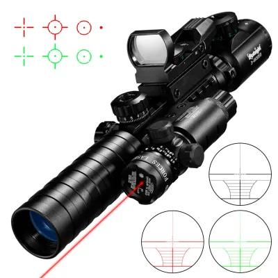 3-9X32 EG Scope 3 in 1 Combo Hunting Scope Red Green Illuminated with Holographic Reflex 4 Reticle Red Green Dot Sight C