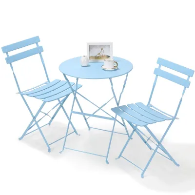 3-Piece Outdoor Bistro Set — Folding Table and Chairs