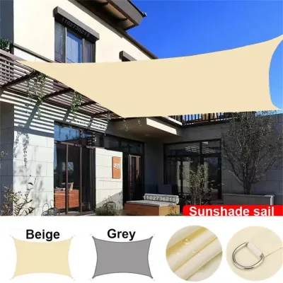 4m x 6m Beige Rectangle Sun Shade Sail UV Block image 1
