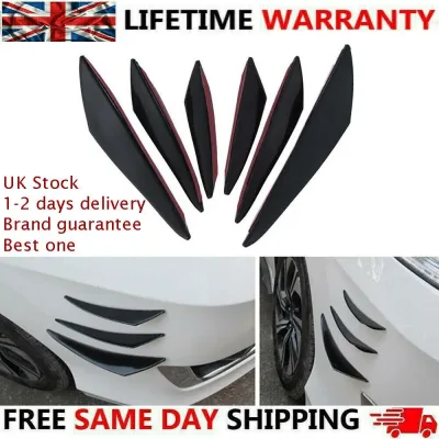 6x Gloss Black Car Front Bumper Lip Splitter Fins Body Spoiler Cana...