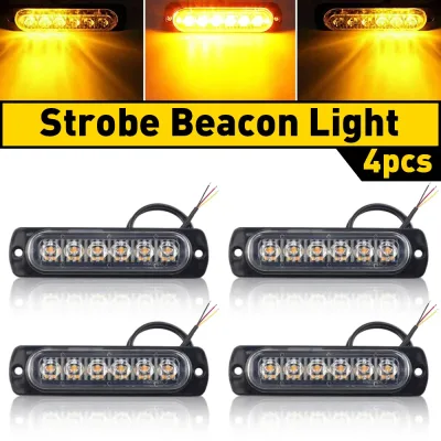 4x LED Strobe Warning Light Amber image 1