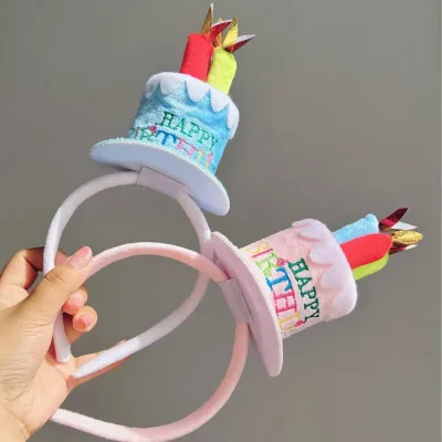 Hair Accessories Birthday Hairband  Candle Happy Birthday Korean Style Headband Cake Colorful Women Hair Hoop Headwear