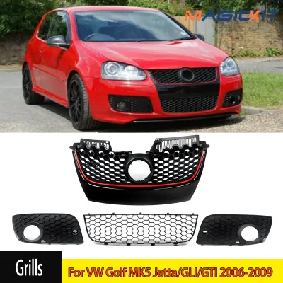 Set of 3 for 06-09 VW MK5 Jetta /GLI /GTI Front Bumper Grille Honey...