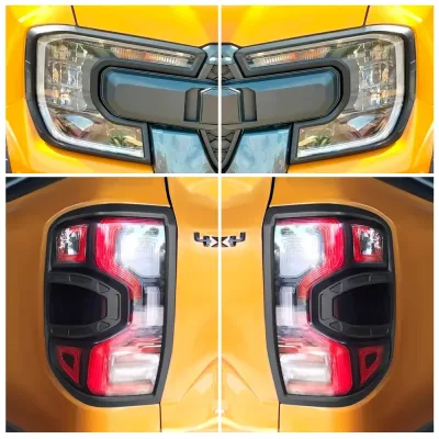 Matte Black Tail Light and Headlight Cover Trim for Ford Ranger Raptor 2023–2024
