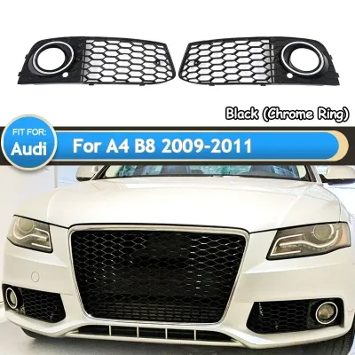 Front Bumper Fog Light Lamp Mesh Grille Honeycomb Cover for Audi A4...