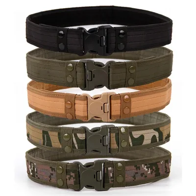 Tactical Quick-Release Canvas Webbing Belt 130cm Military Camo