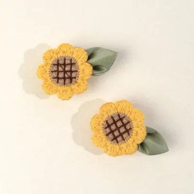 2 PC Children Girls Lovely Hair Clips Decorated with A Sunflower Suitable for Daily Wear Kids Hair Accessories Headwear 