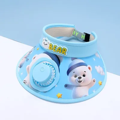 Animal Patterns Sun Hat with Electric Fan Large Area USB Charging Fan Hats Breathable Visor Sunscreen Hat Camping Hiking