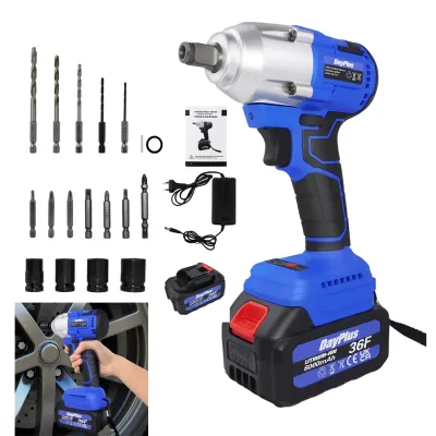 Cordless Impact Wrench,1/2 Brushless Impact Gun,3-IN-1 Power Electric Wrench/Max Torque (420N.m),21V, 2x 6.0Ah Battery&C