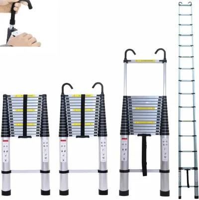 DayPlus 5m Telescopic Aluminium Ladder 16.5ft Multi-Purpose 330lb EN131