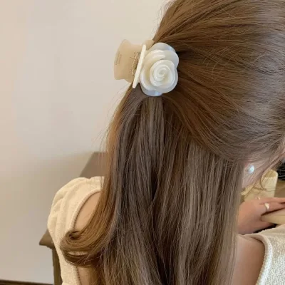 Rose Hair Clip Gentle Anti-sloughing High Elastic Grab Clip Hair Accessories Headdress Shark Clip Braided Hair