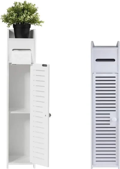DayPlus Bathroom Floor Cabinet Home Storage Cabinet with Doors and Shelves, Home Furniture Unit, 16 x 15 x 80 cm image 1