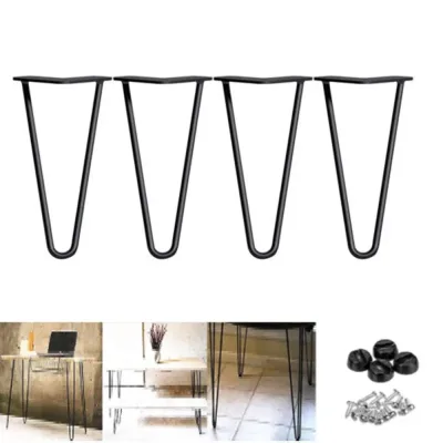 10 Inch Metal Table Legs 25cm Hairpin Leg Black 2 Rod 10mm Mid Cent...