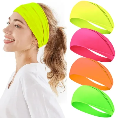 Fluorescent Wide Elastic Sport Headband Yoga Sweat-Absorbing