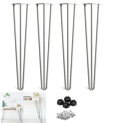 28 Inch 71cm Hairpin Legs Raw Steel Unfinished 3 Prong for Dining T...