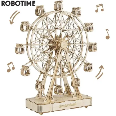 Robotime Rolife 232pcs Rotatable DIY 3D Ferris Wheel Wooden Model Building Block Kits Assembly Toy Gift for Children Adu